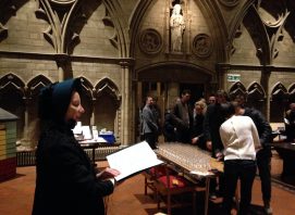Caroling at Christmas events.